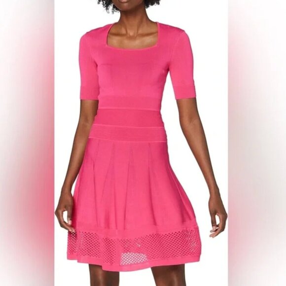 NWT Pinko Fuchsia Pink Fit and Flare Ponza Dress Size Large - Picture 1 of 8